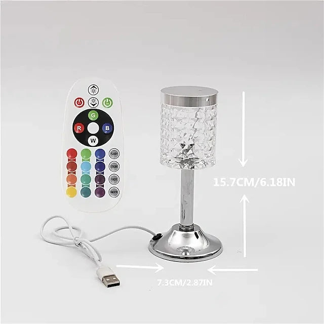 Crystal Lamp Atmosphere Table Lamp 16 Color Remote Control USB Power Supply