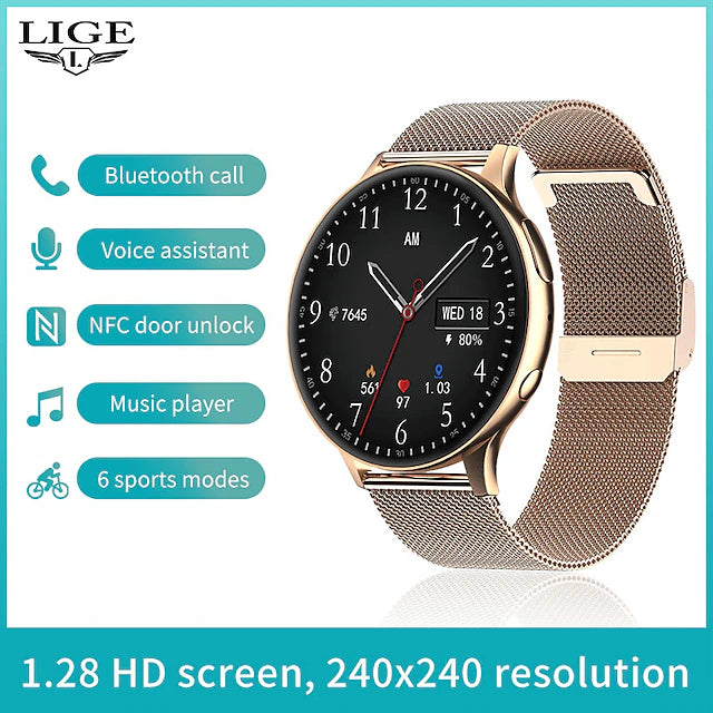 LIGE BW0392 Smart Watch 1.3 inch Smartwatch Fitness Running Watch Bluetooth