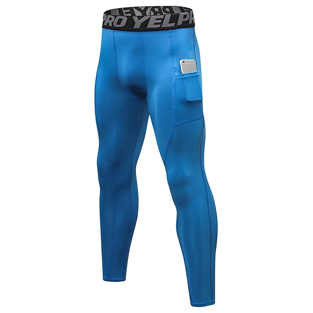 Men's Compression Pants Running Tights Leggings with Phone Pocket Base Layer Athletic Winter Spandex
