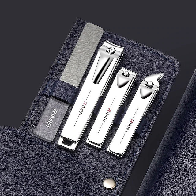 4pcs/set - Portable Stainless Steel Nail Clipper Set with Rotating Bag - Professional Nail Enhancement