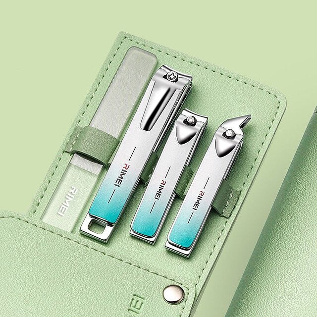 4pcs/set - Portable Stainless Steel Nail Clipper Set with Rotating Bag - Professional Nail Enhancement