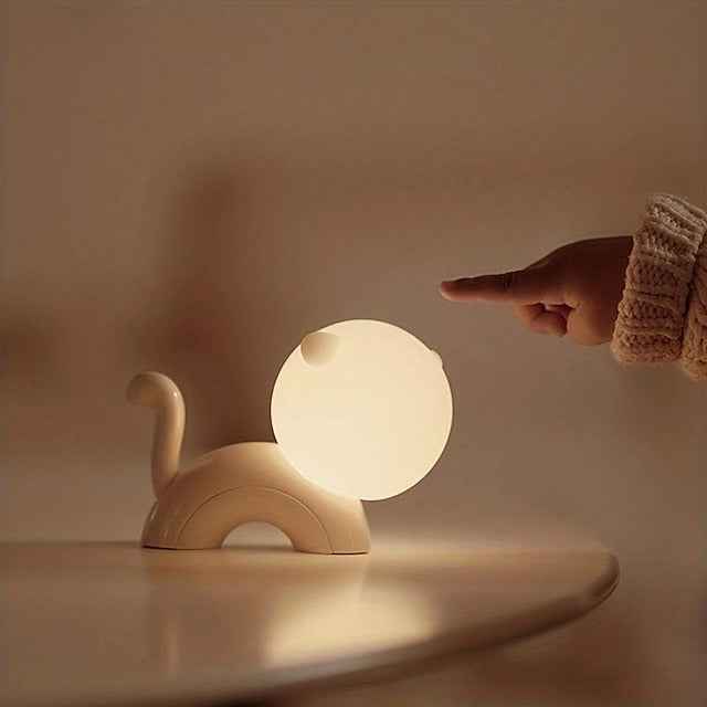 Cute Cat Lamp Night Light Silicone Touch Bedside Light for Kids Women Ideal Desk Decor Aesthetic