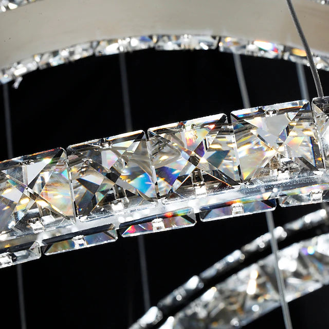 3 Rings 70 cm Crystal Dimmable LED Chandelier Pendant Light Metal