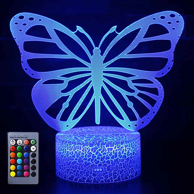 Butterfly 3D LED Night Light Lamps Optical Illusion Lamp 16 Colors