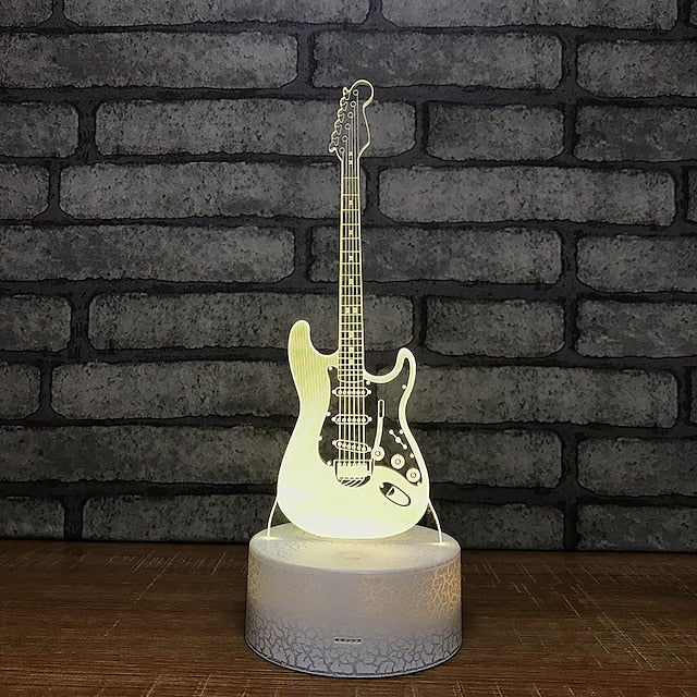 3D Illusion Lamp Electric Guitar Decor Night Light for Kids 7 Colors