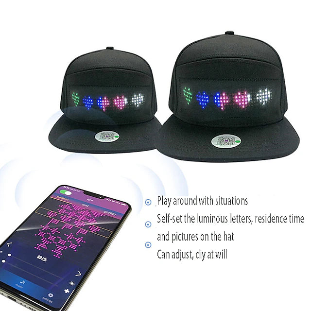 Unisex Bluetooth LED Mobile Phone APP Controlled Baseball Hat Scroll Message