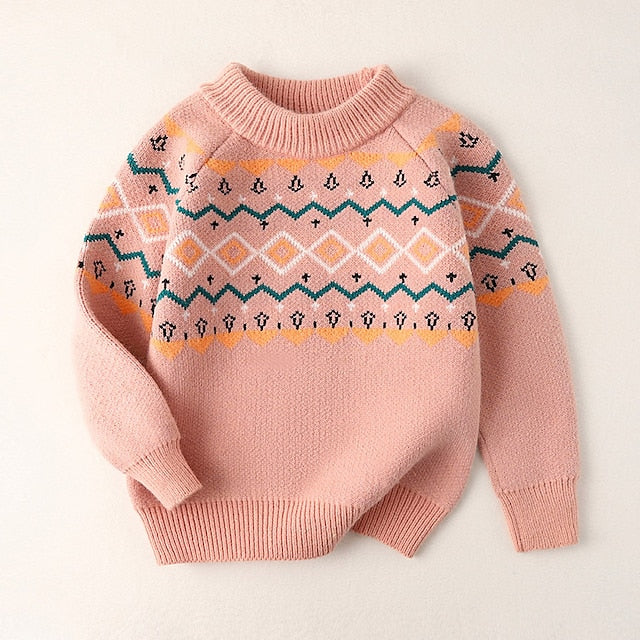 Kids Girls' Sweater Graphic School Long Sleeve Crewneck Active 3-13 Years Fall Pink Beige