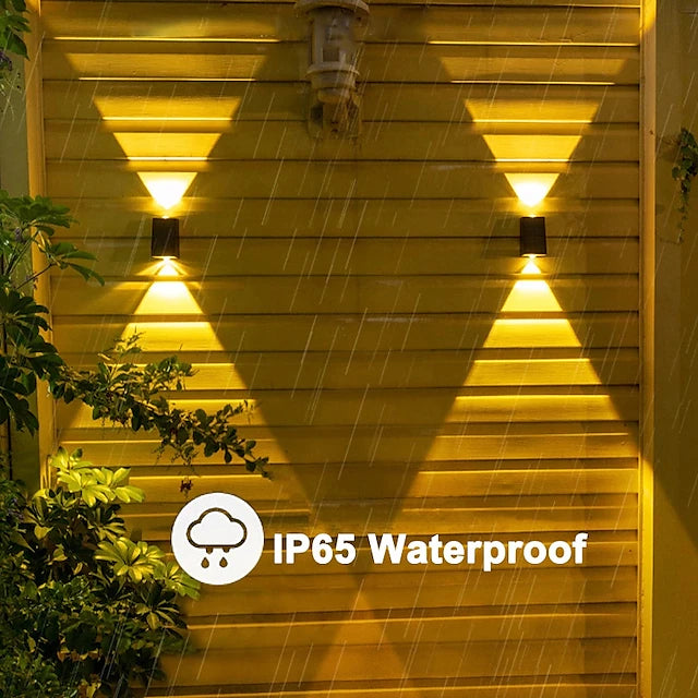 2pcs Solar Wall Lights Outdoor LED Garden Lights Waterproof Wall Light