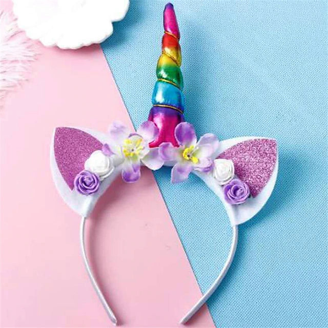 Kid Baby Girls' Unicorn Headband Floral Style Hair Accessories Blushing Pink Cute Adorable Party Accessories