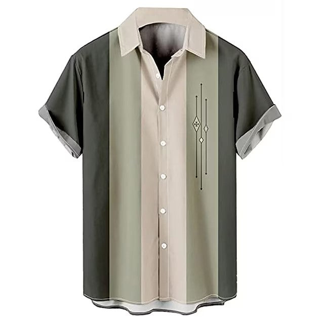 Men's Shirt Button Up Shirt Bowling Shirts Vintage Bowling Shirt Patchwork