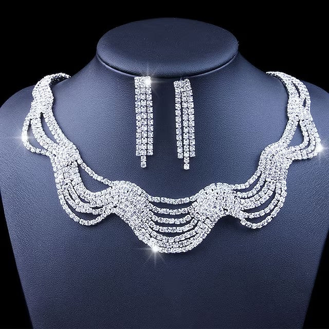 Bridal Jewelry Sets 1 set Rhinestone 1 Necklace Earrings Women's