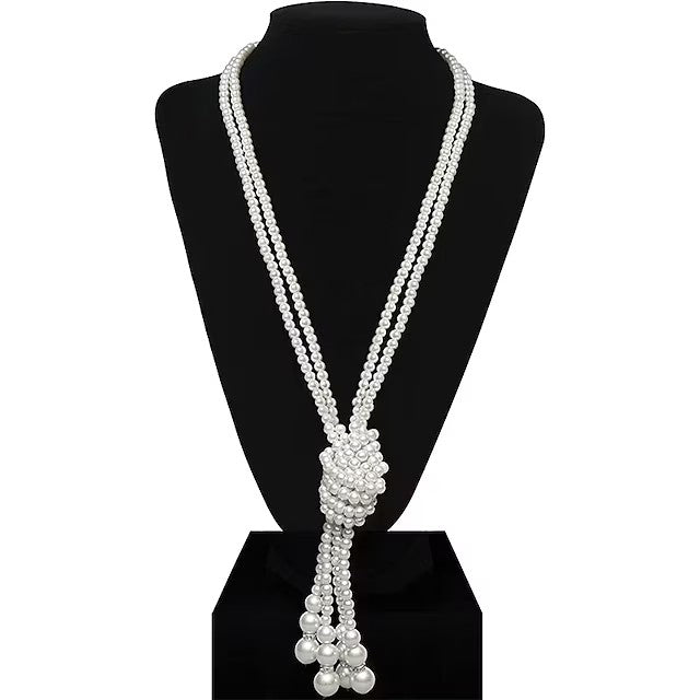 Faux Pearl Necklace Long Pearl Necklaces 1920s Accessories for Women Roaring 20s Flapper Vintage Party