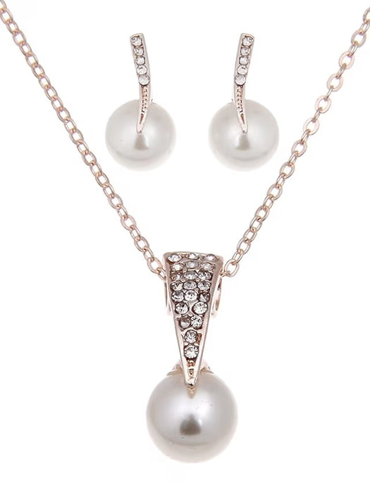1 set Bridal Jewelry Sets Earrings Set For Women's Pearl White Wedding Daily Alloy Classic