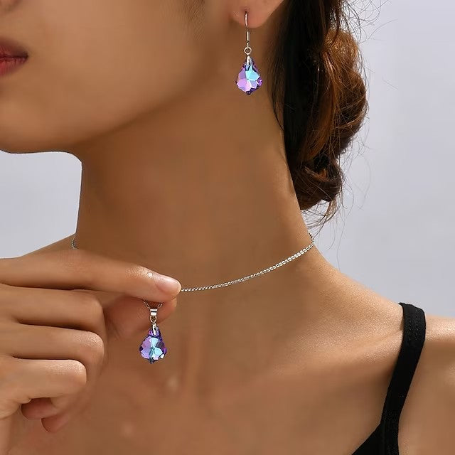 Bridal Jewelry Sets Two-piece Suit Synthetic Diamond Alloy Earrings Necklace