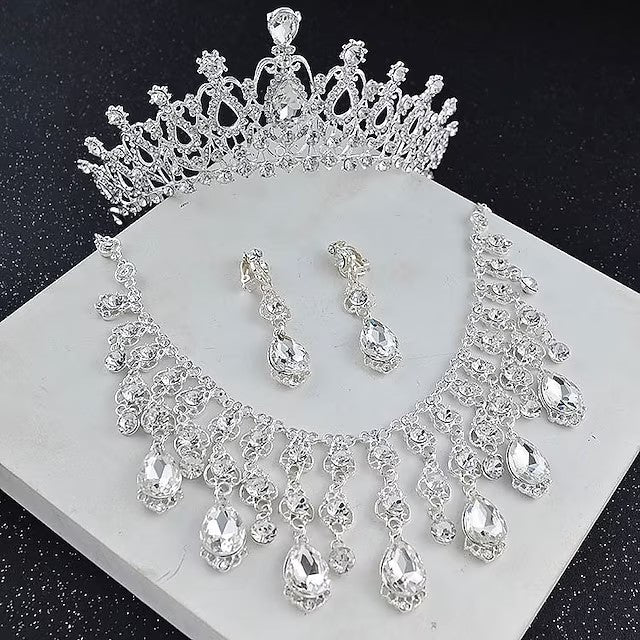 Bridal Jewelry Sets 1 set Crystal Rhinestone Alloy Hair Jewelry 1 Necklace