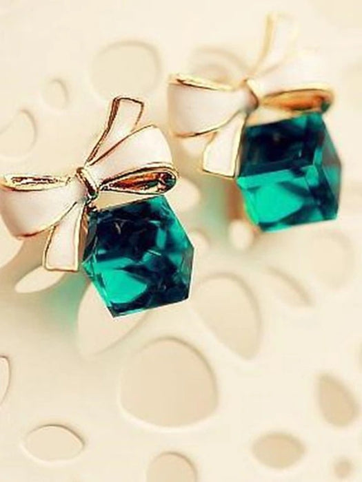 Chic & Modern Street Geometry Earring / Elegant Charm Cube and Bowknot Earrings for Woman