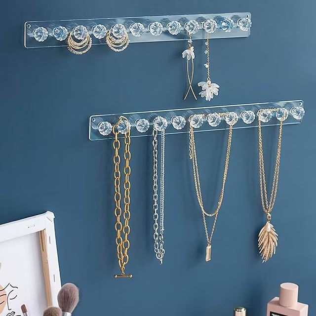 1pc Jewelry Storage Rack Wall Mounted Jewelry Stand Organizer, Acrylic Necklace Hanger,