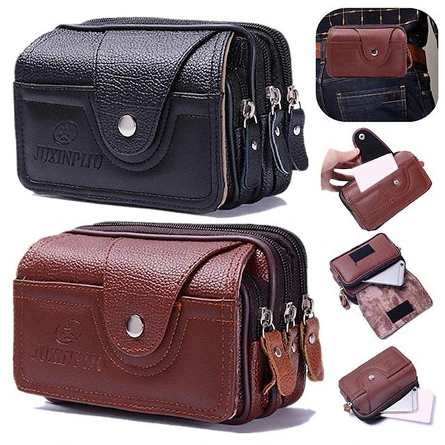 PU Vintage Waist Pack Multi-Function Phone Coin Waist Bag Vintage