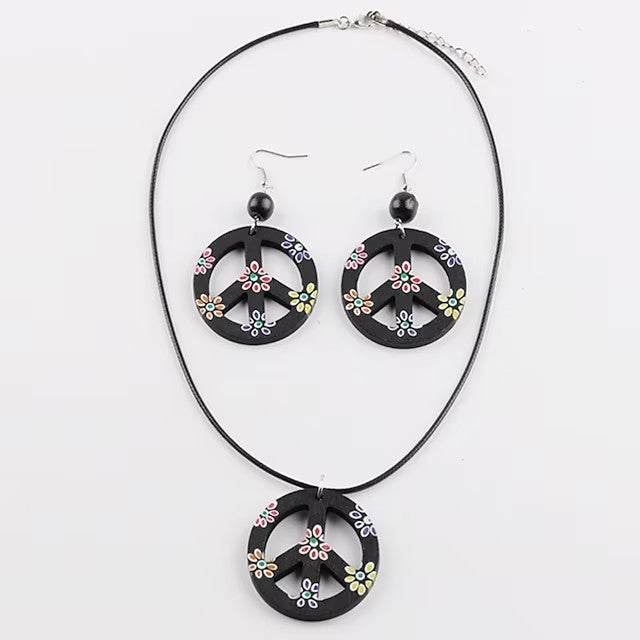 Piece&Love 1960s Hippie 1970s Disco Necklace Masquerade Earrings Men's Women's