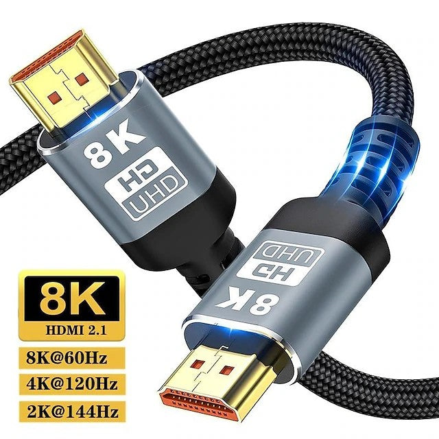 Ultra High Quality 8K HDMI 2.1 Cable - 8K@60Hz UHD Braided for Laptop