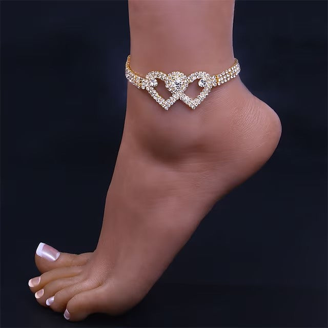 Women's Rhinestone Heart Anklet Bracelets Party Gifts Wedding / Gold / Silver / Spring/ Summer