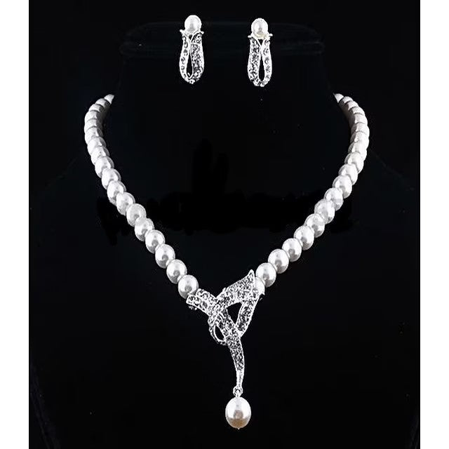 Bridal Jewelry Sets 1 set Imitation Pearl Rhinestone 1 Necklace Earrings Women's