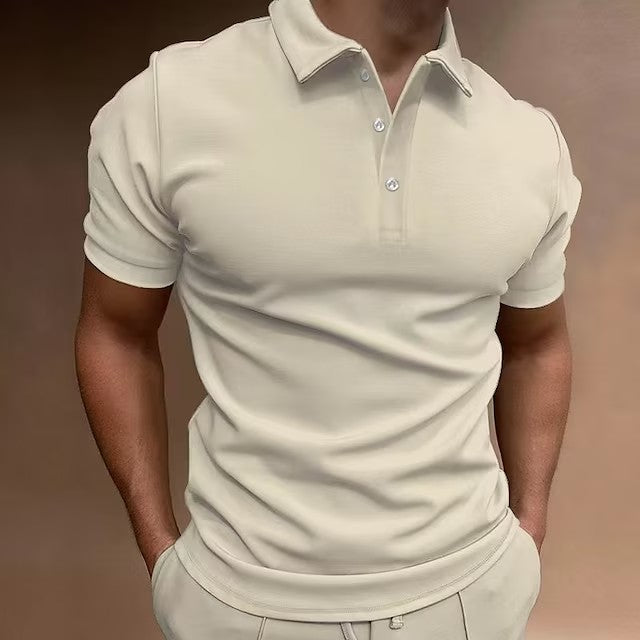 Men's Polo Shirt Work Street Classic Short Sleeves Basic Solid / Plain Color