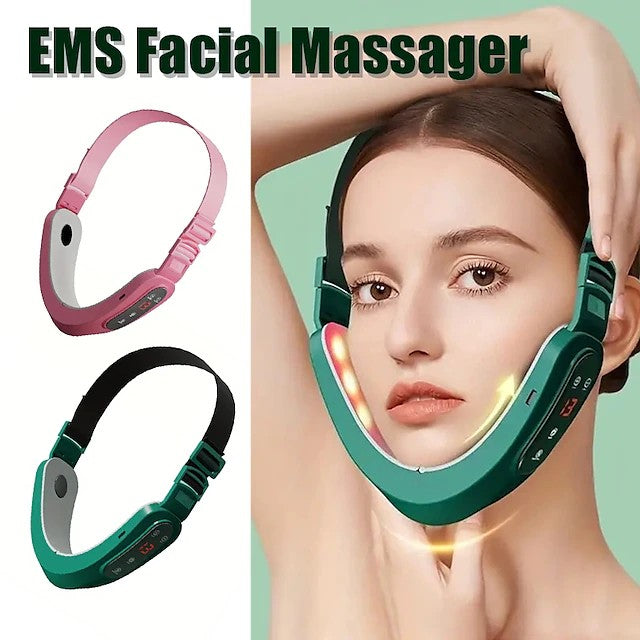 EMS Facial Massager V-Line Lift Up Belt Red Blue Light Face Slimming Vibration Massager Face