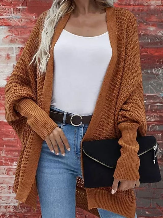 Women's Cardigan Sweater Jumper Crochet Knit Knitted Pure Color V Neck Stylish