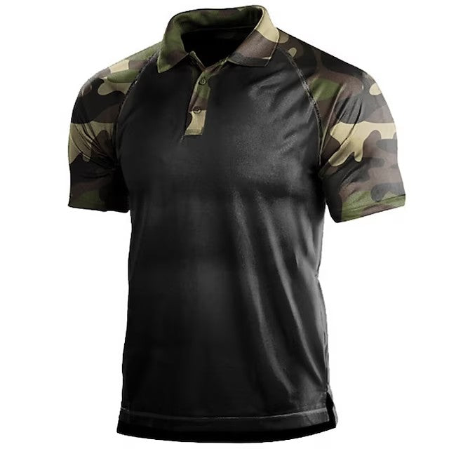 Men's Polo Shirt Golf Shirt Camouflage Turndown Dark Grey + Army Green Army Green Blue Green Gray 3D Print Outdoor Street Short Sleeves