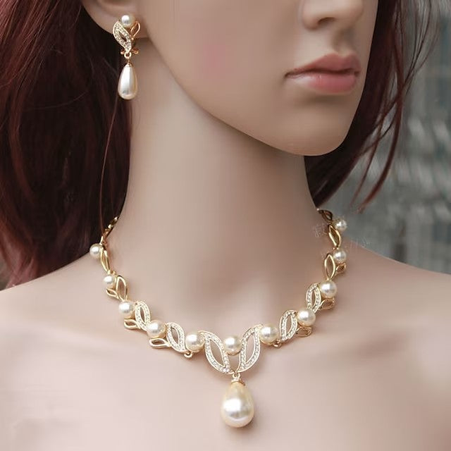 Bridal Jewelry Sets 1 set Imitation Pearl Earrings Necklace Women's