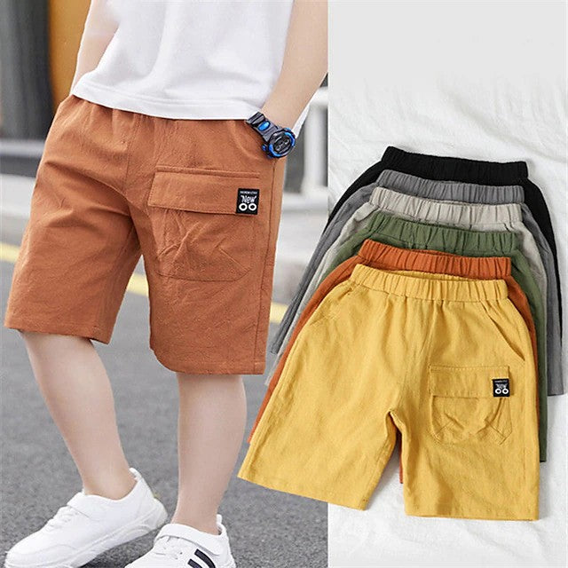 Kids Boys Shorts Pocket Solid Color Breathable Comfort Shorts Outdoor