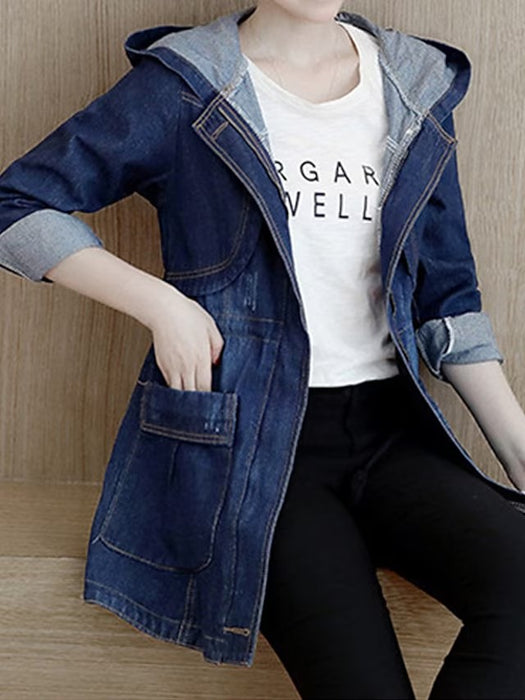 Women's Denim Jacket Hoodie Jacket Outdoor Street Daily Spring Summer