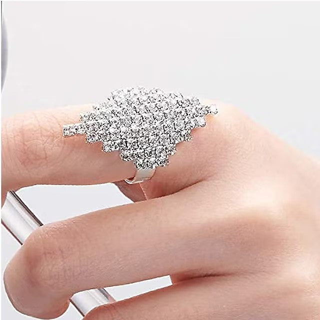 Ring Wedding Silver Rhinestone Alloy
