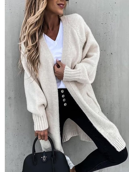 Women's Cardigan Sweater Jumper Knit Tunic Knitted Thin Solid Color