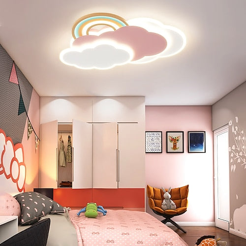 LED Ceiling Light Acrylic Rainbow Cloud Flush Light Cartoon Pink Lamp Modern Creative Personality