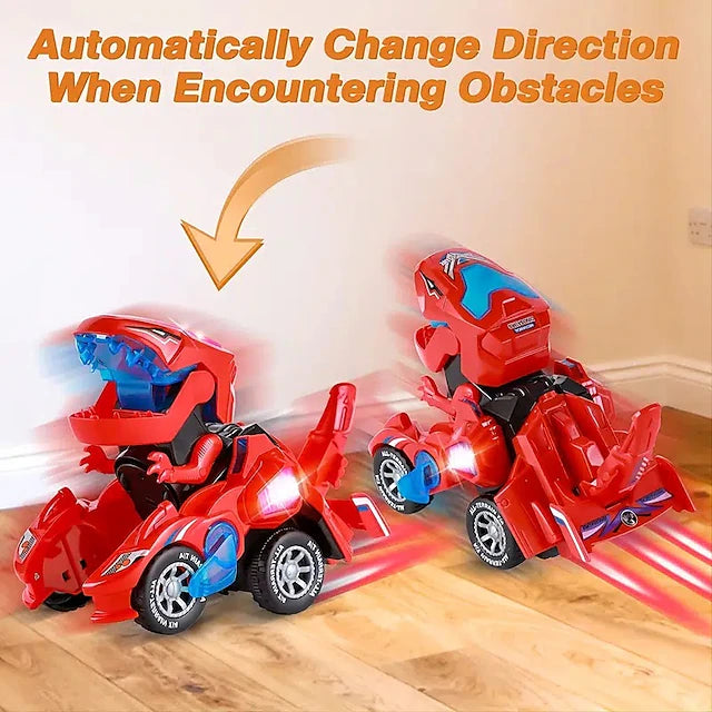 Electric Dinosaur Non Remote Control Morphing Vehicles Toys Automatic Steering