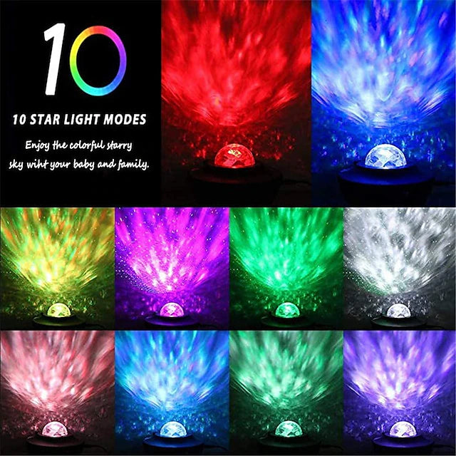 LED Galaxy Projector Night Light Ocean Wave Star Projection with Bluetooth Music Speaker