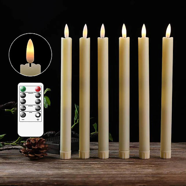LED Candle Flameless Ivory Taper Candles Flickering with 10-Key Remote LED