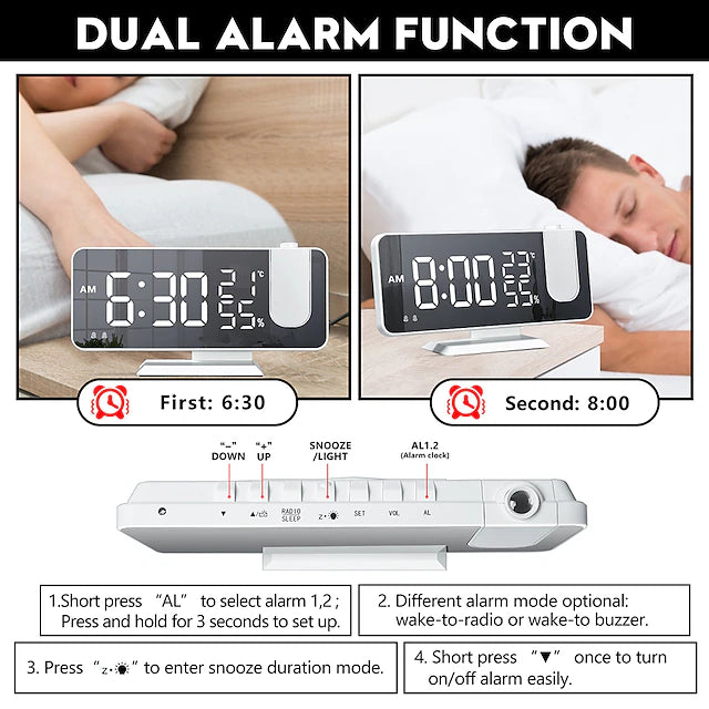 LED Digital Projection Alarm Clock Electronic Alarm Clock with Projection FM Radio
