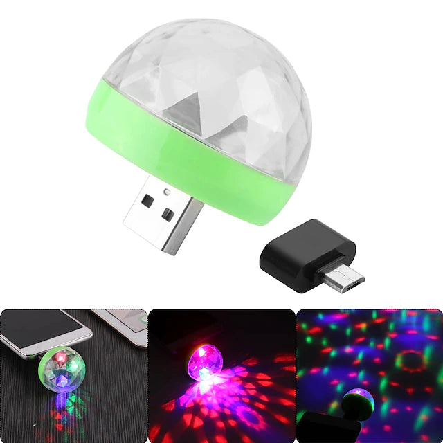 USB DJ Disco Light LED Party Lights Portable Crystal Magic Ball Colorful