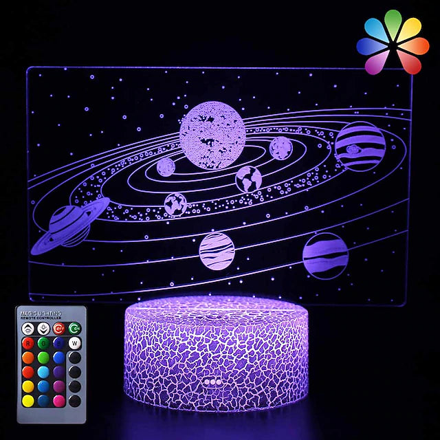 Solar System 3D Night Light Universe Space Illusion Lamp 16 Colours