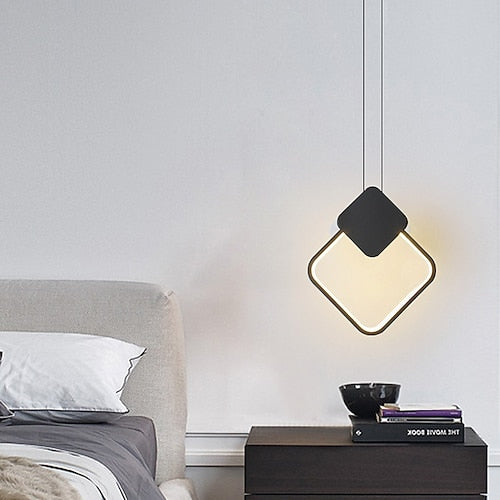 LED Pendant Light Island Light Modern Bedside Light Round Square Rectangle Metal Style