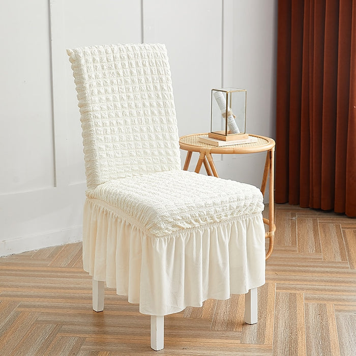 Spandex Dining Chair Cover with Skirt Farmhouse Stretch Chair Seat Slipcover Washable