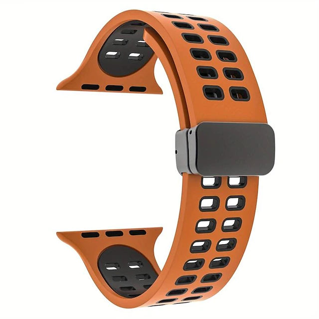Smart Watch Bands For Apple Watch 44mm 40mm 49mm 38mm 45mm 41mm 42mm Womens Mens Sport Two-Tone Silicone Strap + Magnetic
