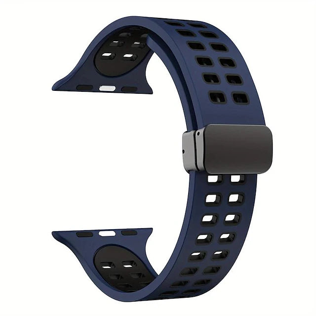 Smart Watch Bands For Apple Watch 44mm 40mm 49mm 38mm 45mm 41mm 42mm Womens Mens Sport Two-Tone Silicone Strap + Magnetic