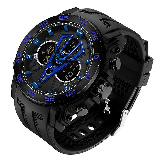 SANDA Men Digital Watch Outdoor Fashion Casual Wristwatch Luminous Alarm Clock