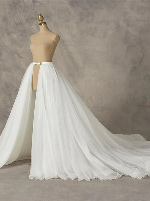 Hall Casual Wedding Dresses A-Line Separates Separates Court Train Tulle OverSkirts Bridal Gowns With Solid Color 2024