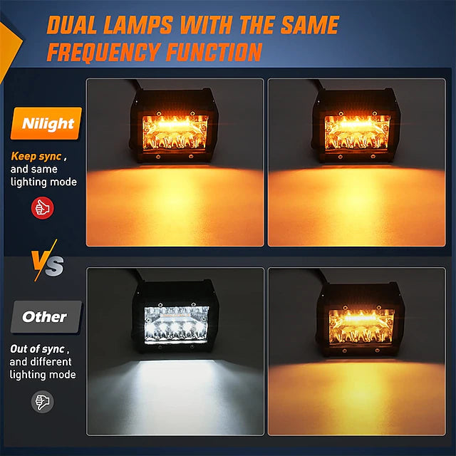 OTOLAMPARA LED Work Light Kit 2PCS 60W 4 Inch Flood Spot Combo LED