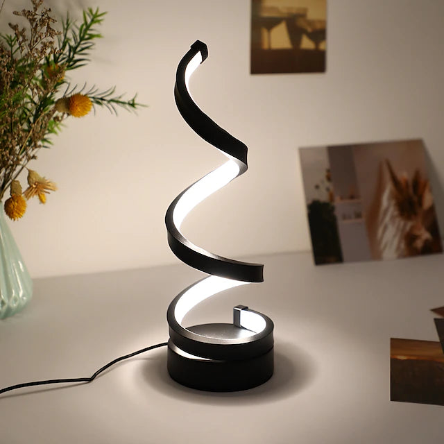 LED Spiral Table Lamp Modern Three-gear Dimming USB Power Button Switch